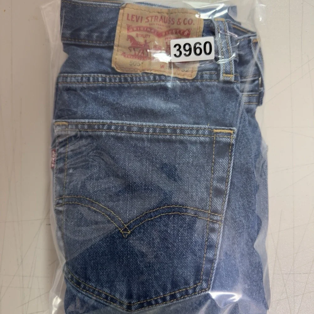 Levis 505 Jeans Mens‎ Sz 30x32 (28x30) Blue Distressed Faded Workwear Dark Denim